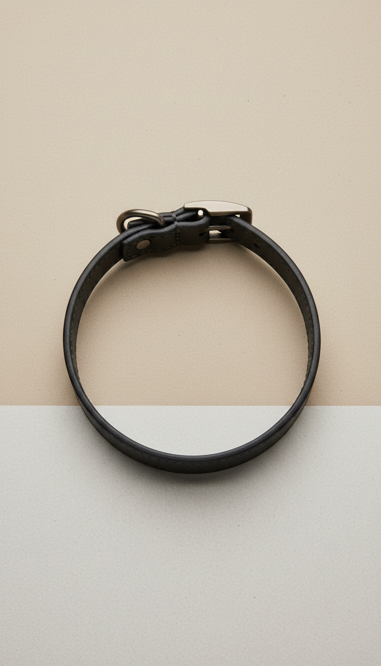 Shadow Black leather dog collar