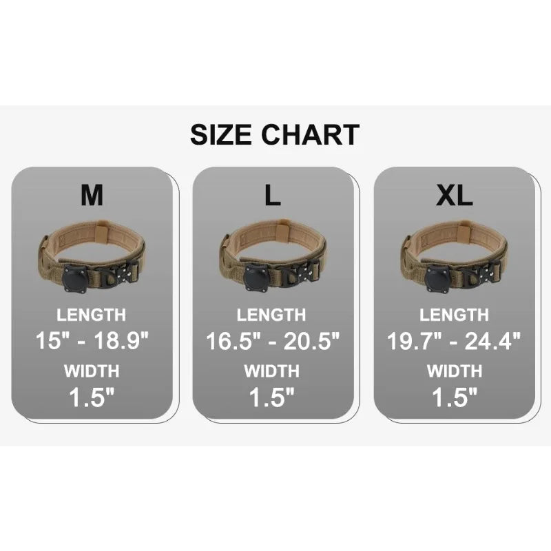 Waterproof dog Collar with Control Handle, Alloy Buckle And AirTag Case.