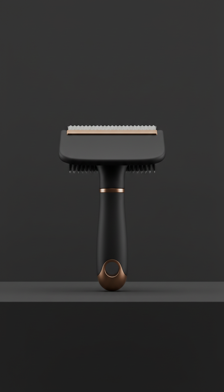 Matte Black Grooming Brush with Metallic Accents
