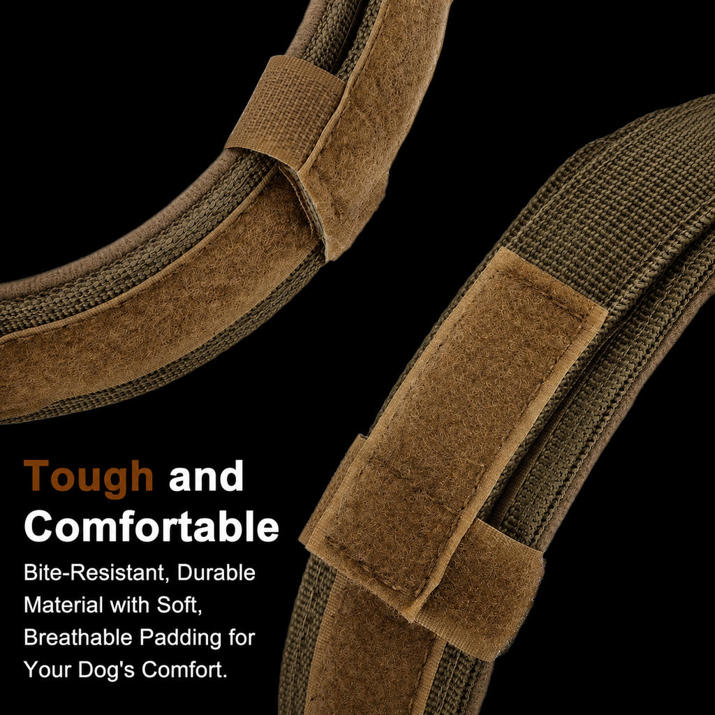 Waterproof dog Collar with Control Handle, Alloy Buckle And AirTag Case.